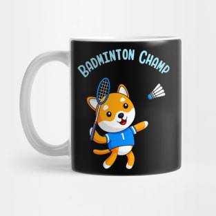 Badminton Champion Cute Dog Kids Sport Mug